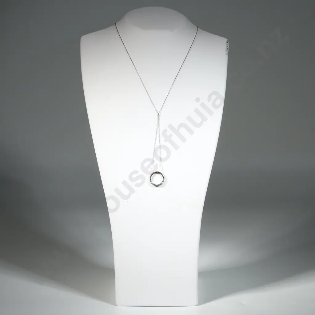 Sterling Silver White & Blue Sapphire  Circular Pendant On Chain  Image 1++