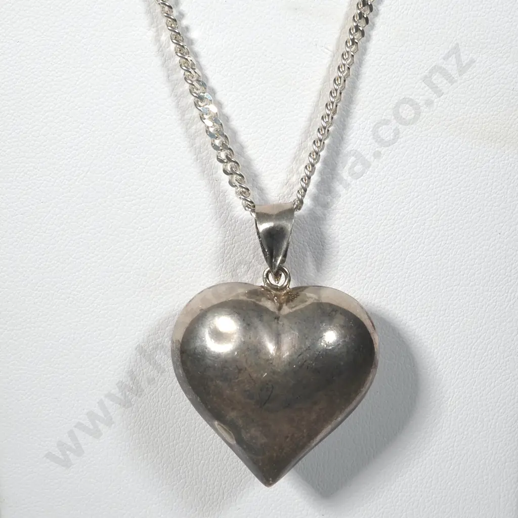 Sterling Silver Heart Shaped Pendant with Chain  Image 1++