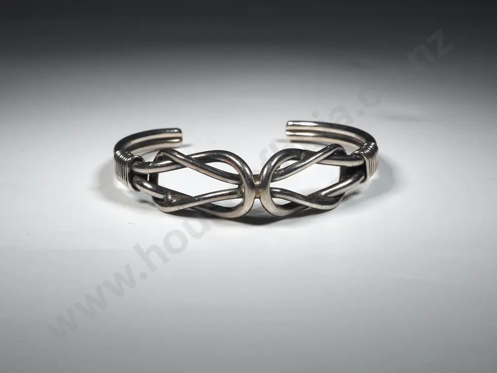 Mens's Sterling Silver Bangle With Intricate Knot Design Image 1++