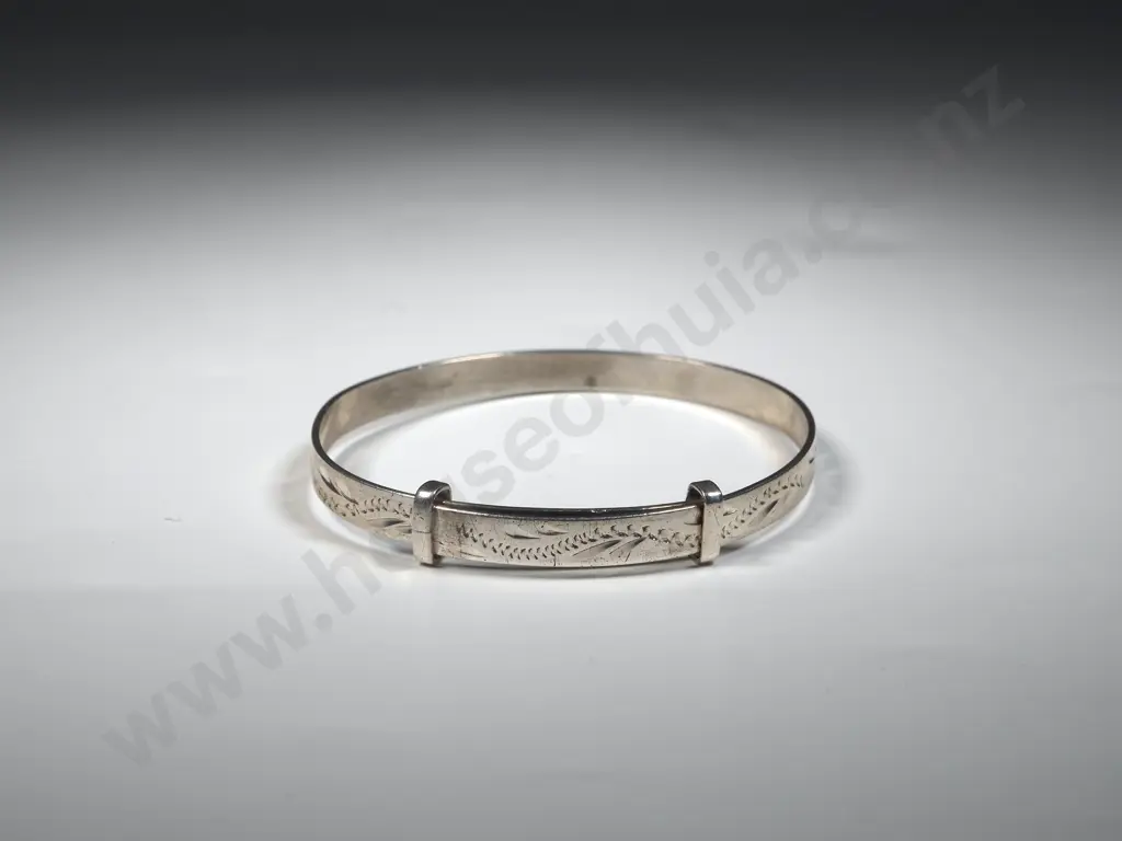 Sterling Silver Engraved Child's Expandable Bangle Image 1++