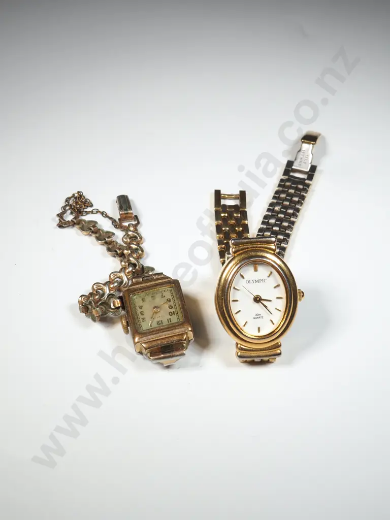Two Gold Tone Women's Watches - One Vintage, The Other Olympic Brand Image 1++