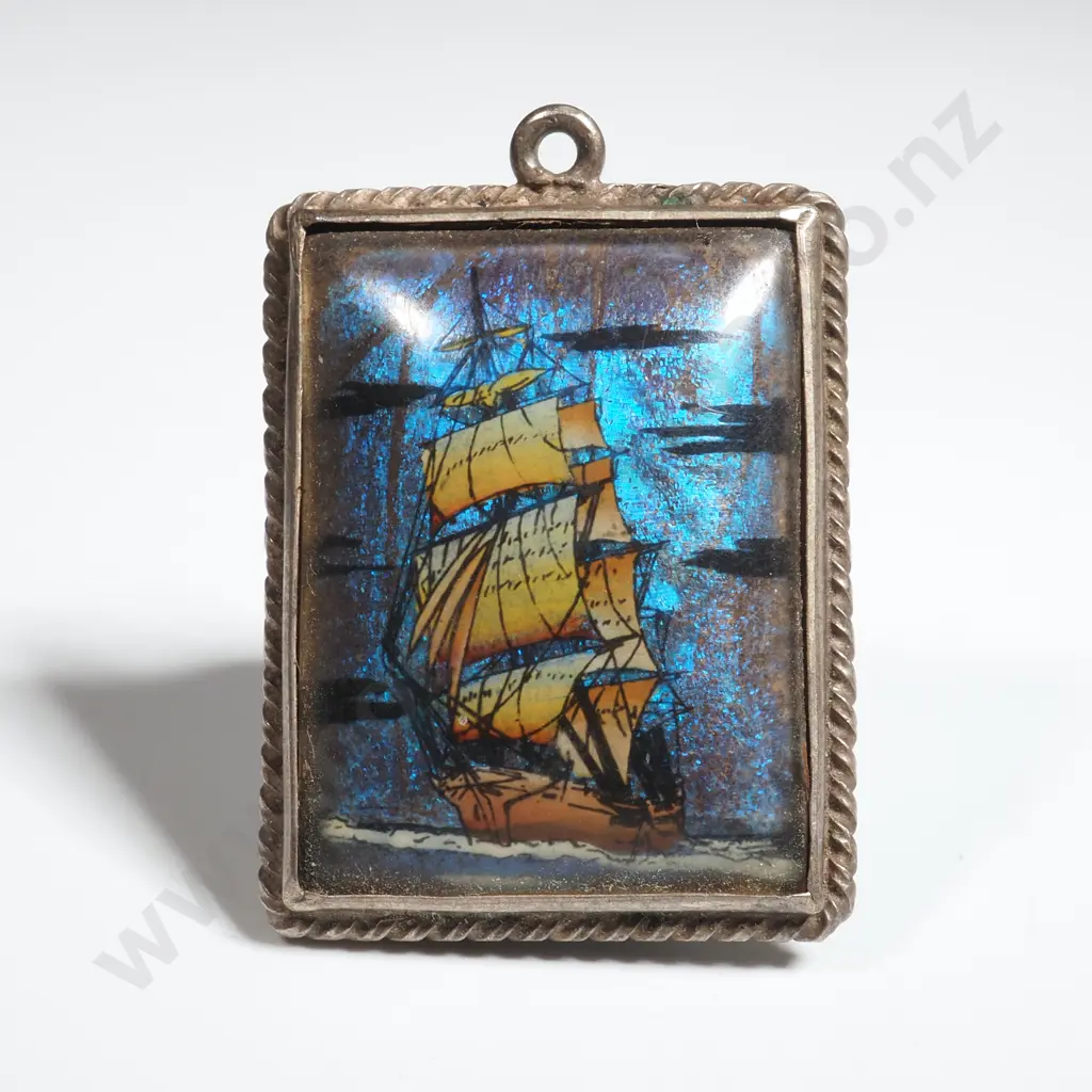 Sterling Silver Butterfly Wing Ship Pendant Image 1++