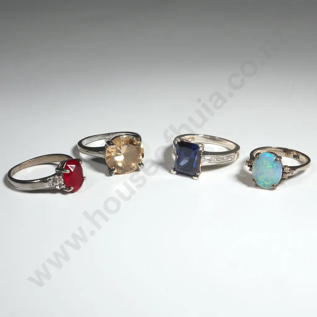 Four Costume Gemstone Rings  Image 1++