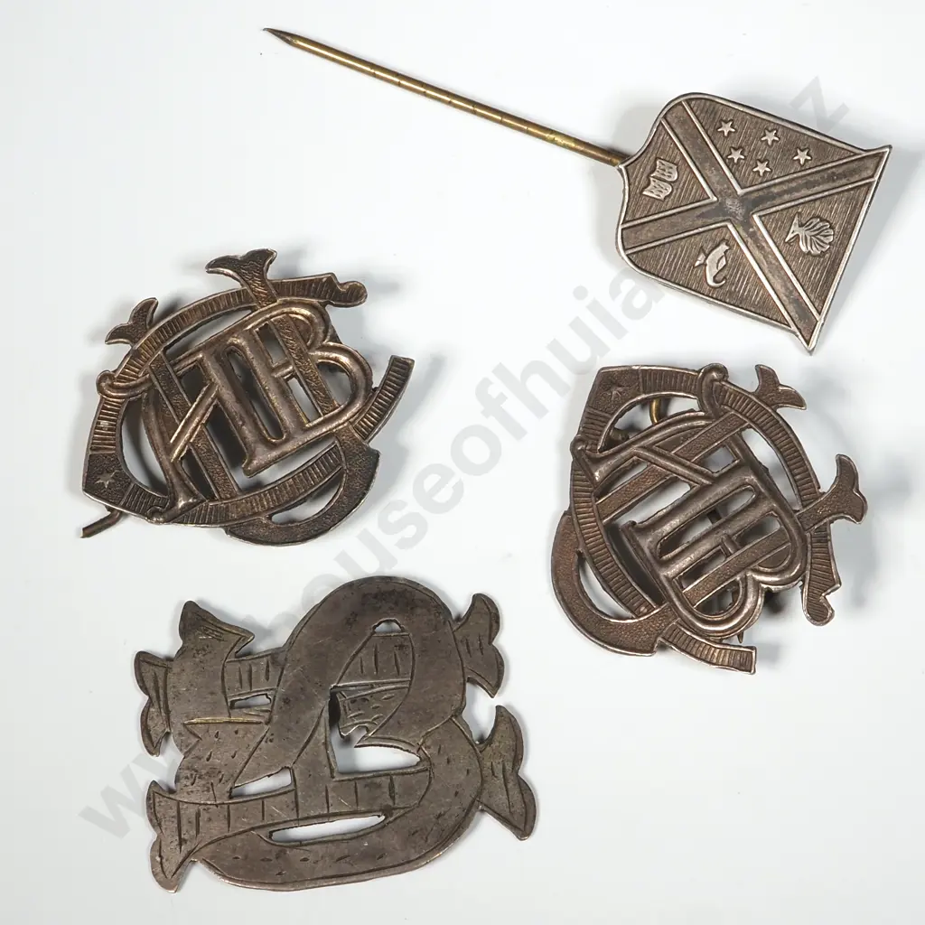 Three Sterling Silver NZ School Badges and Vintage St Andrews Sterling pin Image 1++