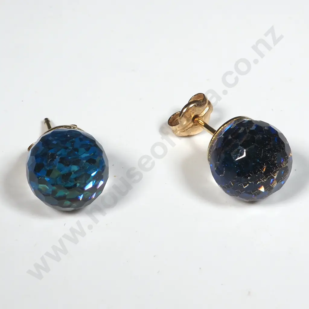 9ct Gold Faceted Crystal Earrings Image 1++