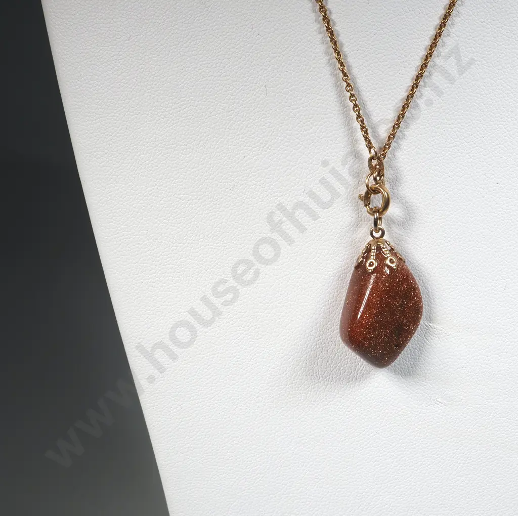 Goldstone Pendant on RG Chain Image 1++