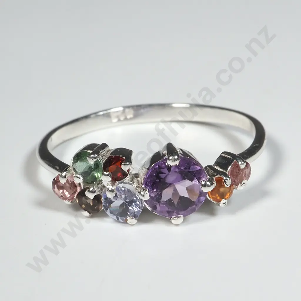 Sterling Silver Multigem Ring. Image 1++