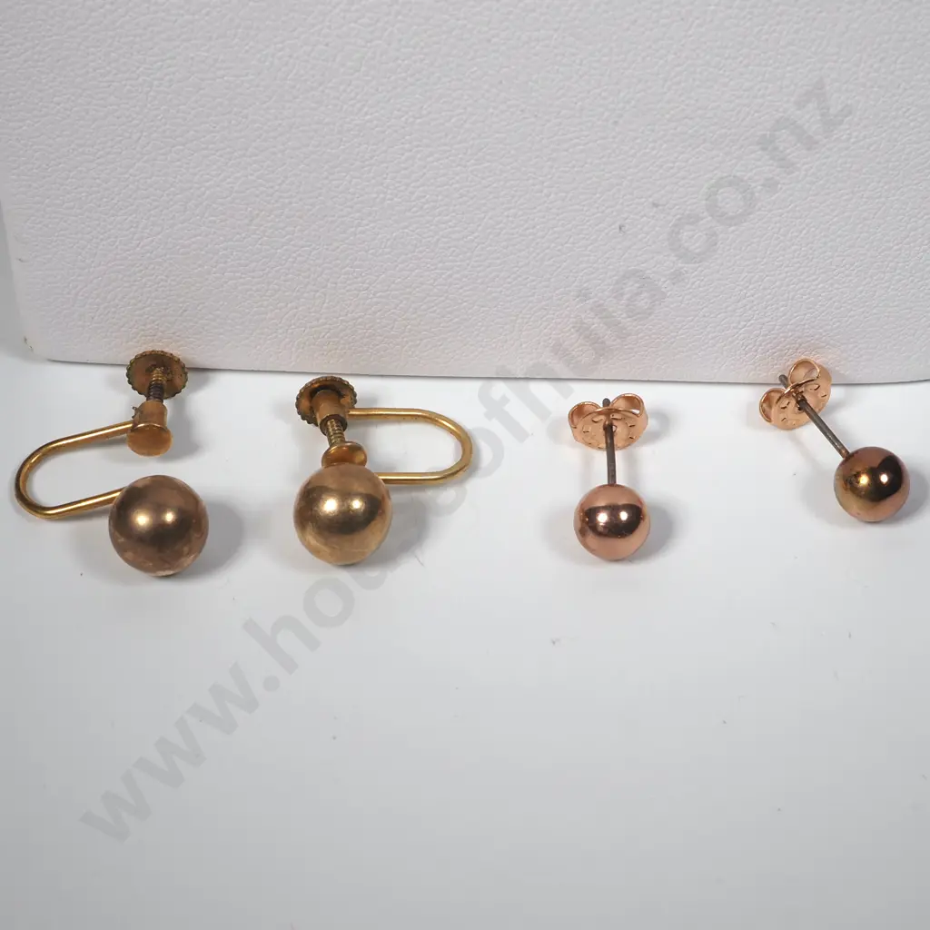 Assorted Rolled Gold Items- Two Earrings & Chain Image 1++