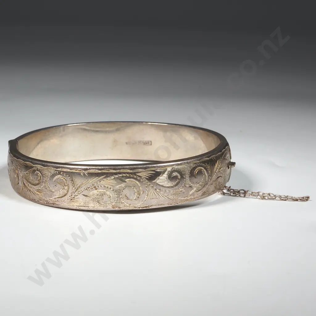 Engraved Sterling Silver Hinged Bracelet Image 1++