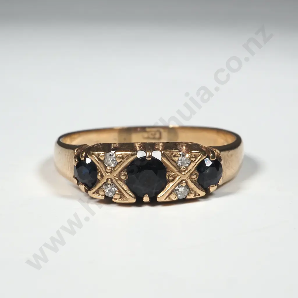 9ct Gold Sapphire & Diamond Wine Image 1++