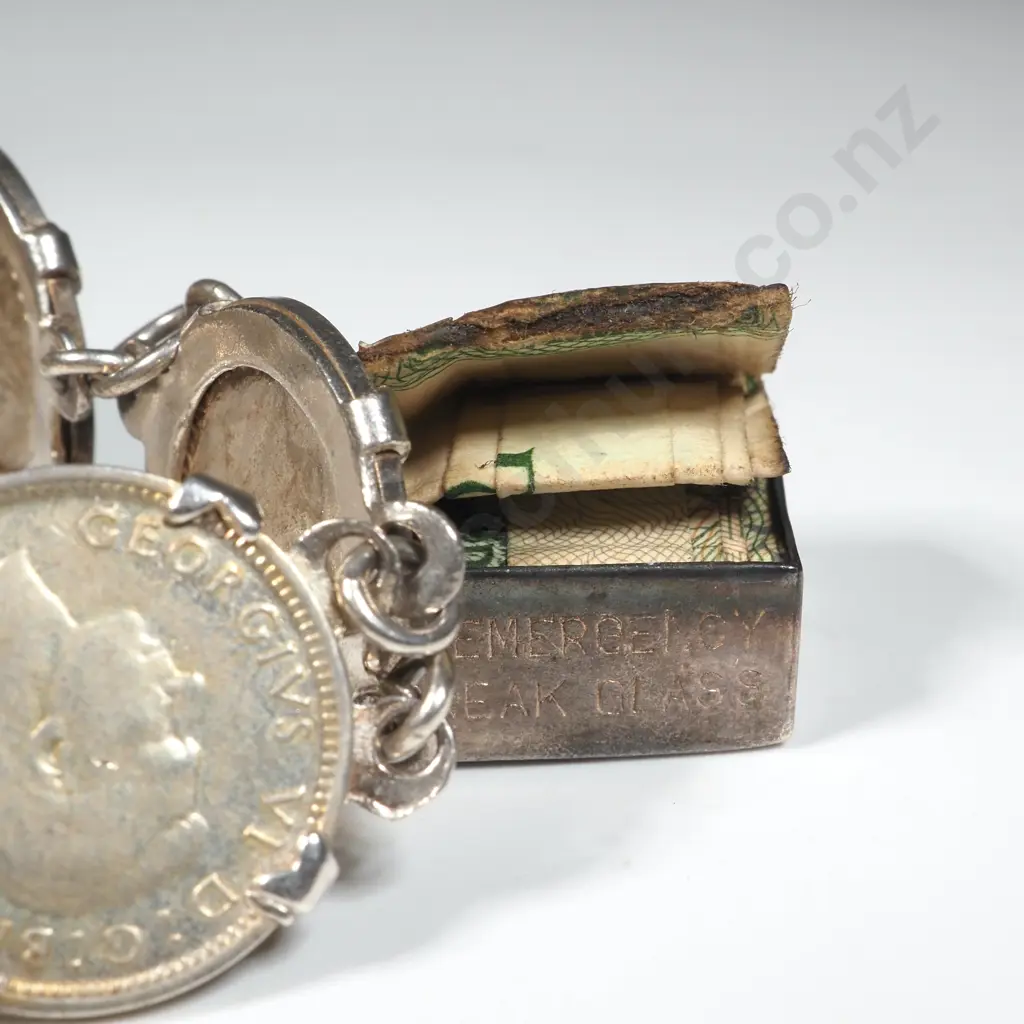 Charm Bracelet Comprised of  Seven Silver Threepence Coins & Nine Charms. Image 1++