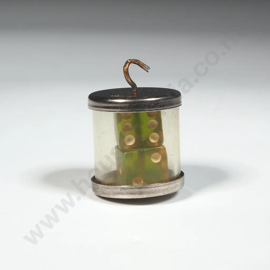 Dice in a Clear/Sterling Silver Canister Pendent. Image 1++