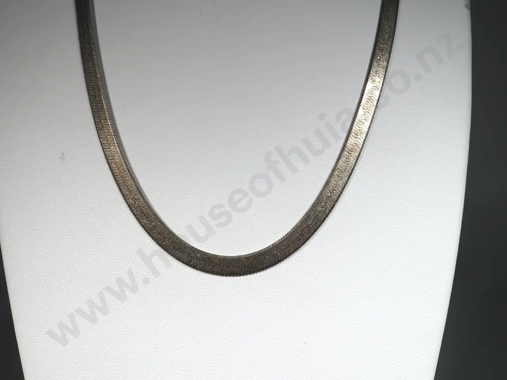 Sterling Silver Rhodium Plated Flexible Flat Herringbone Chain. Image 1++