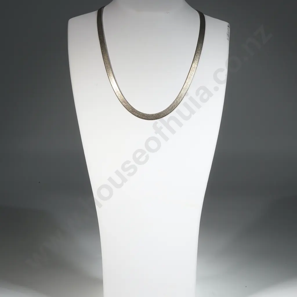 Sterling Silver Rhodium Plated Flexible Flat Herringbone Chain. Image 1++
