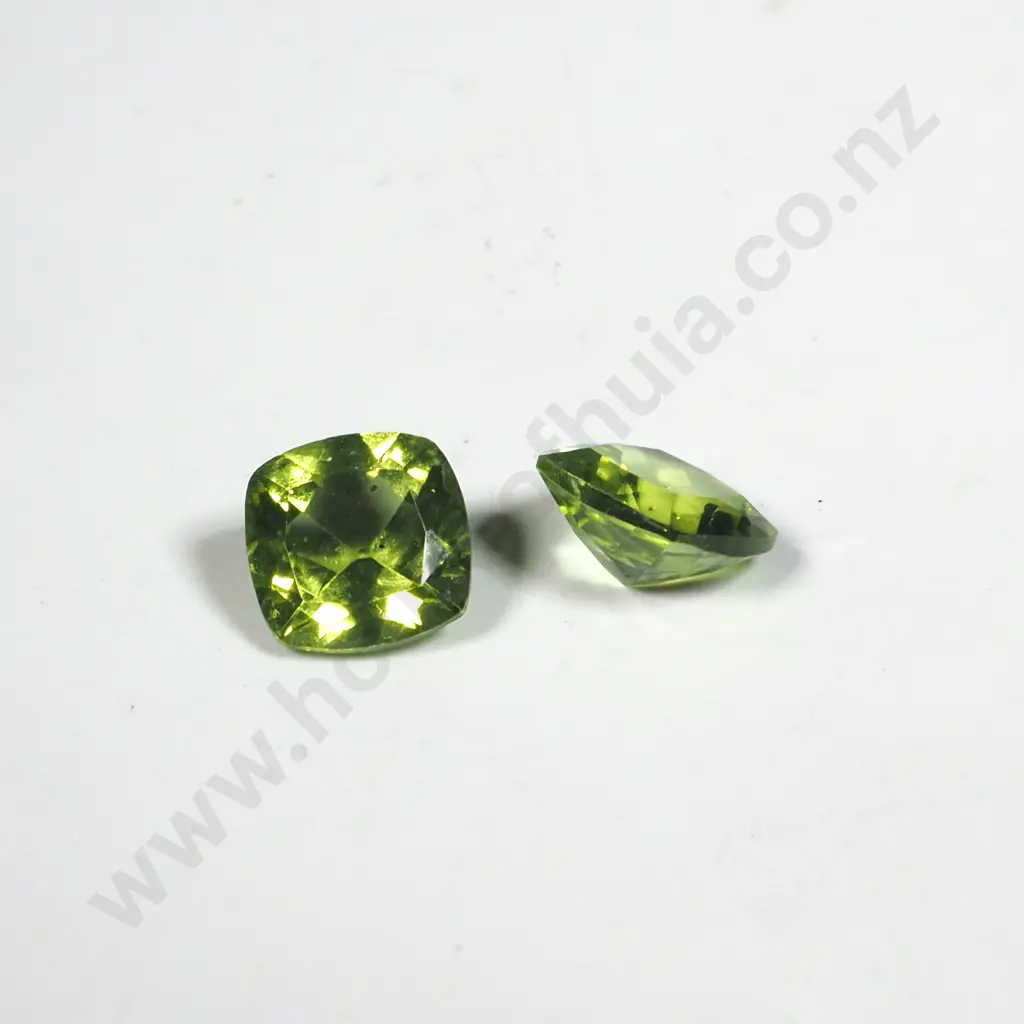 Loose Pair Square Cut Peridots. Image 1++