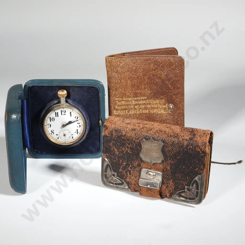 Leather Pocket Watch Holder & a Leather Advertising Wallet. Image 1++