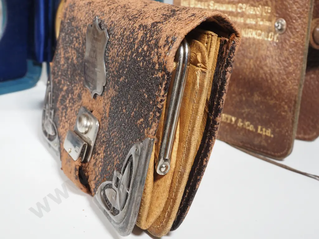 Leather Pocket Watch Holder & a Leather Advertising Wallet. Image 1++