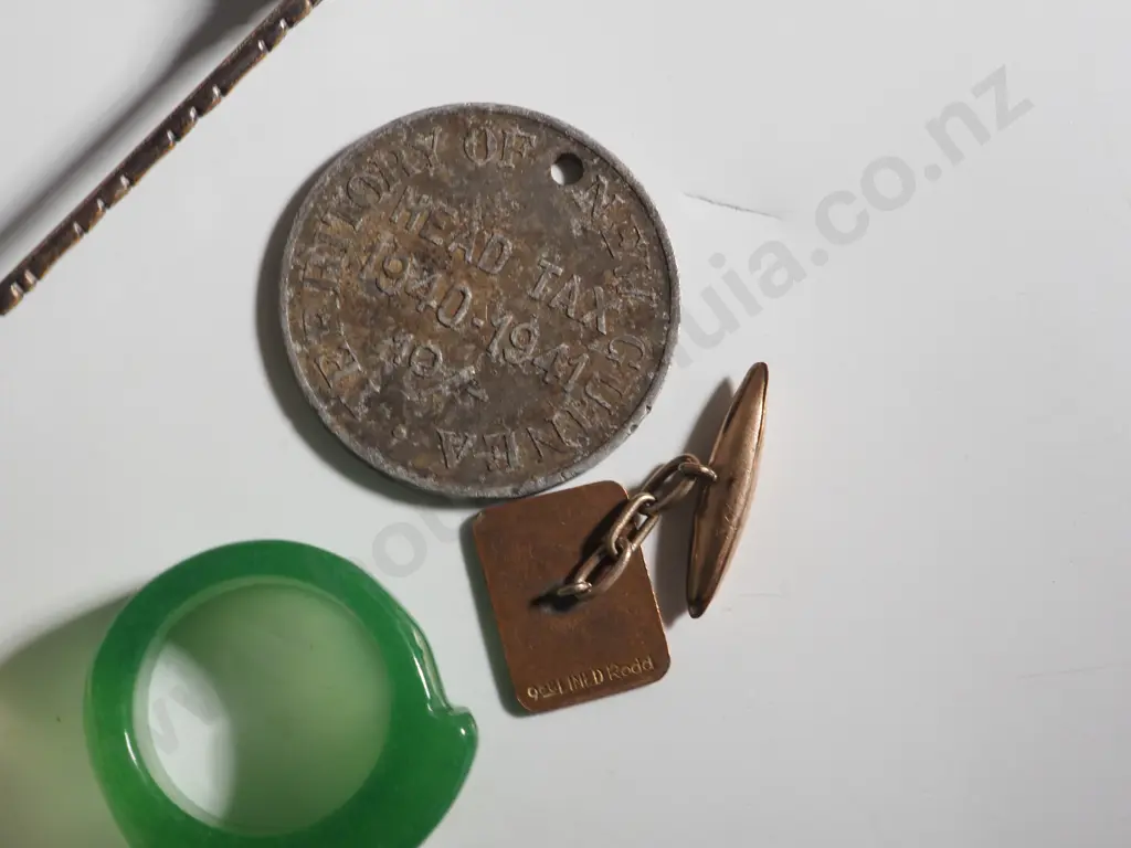 Assorted Lot of Items - Spoon, Token, Cufflinks & Souvenir Matchbox Holder. Image 1++