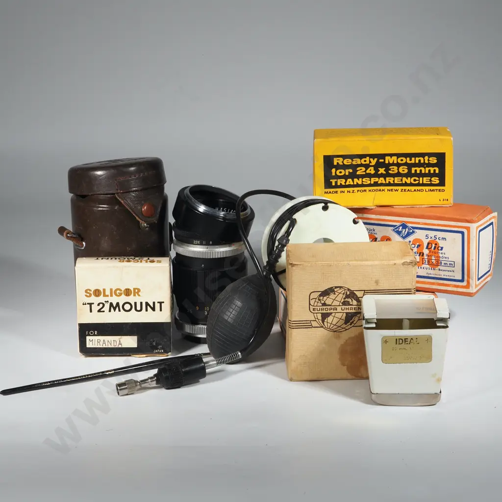 Camera Lens, Mounts, Viewer Box & Slide Frames. Image 1++