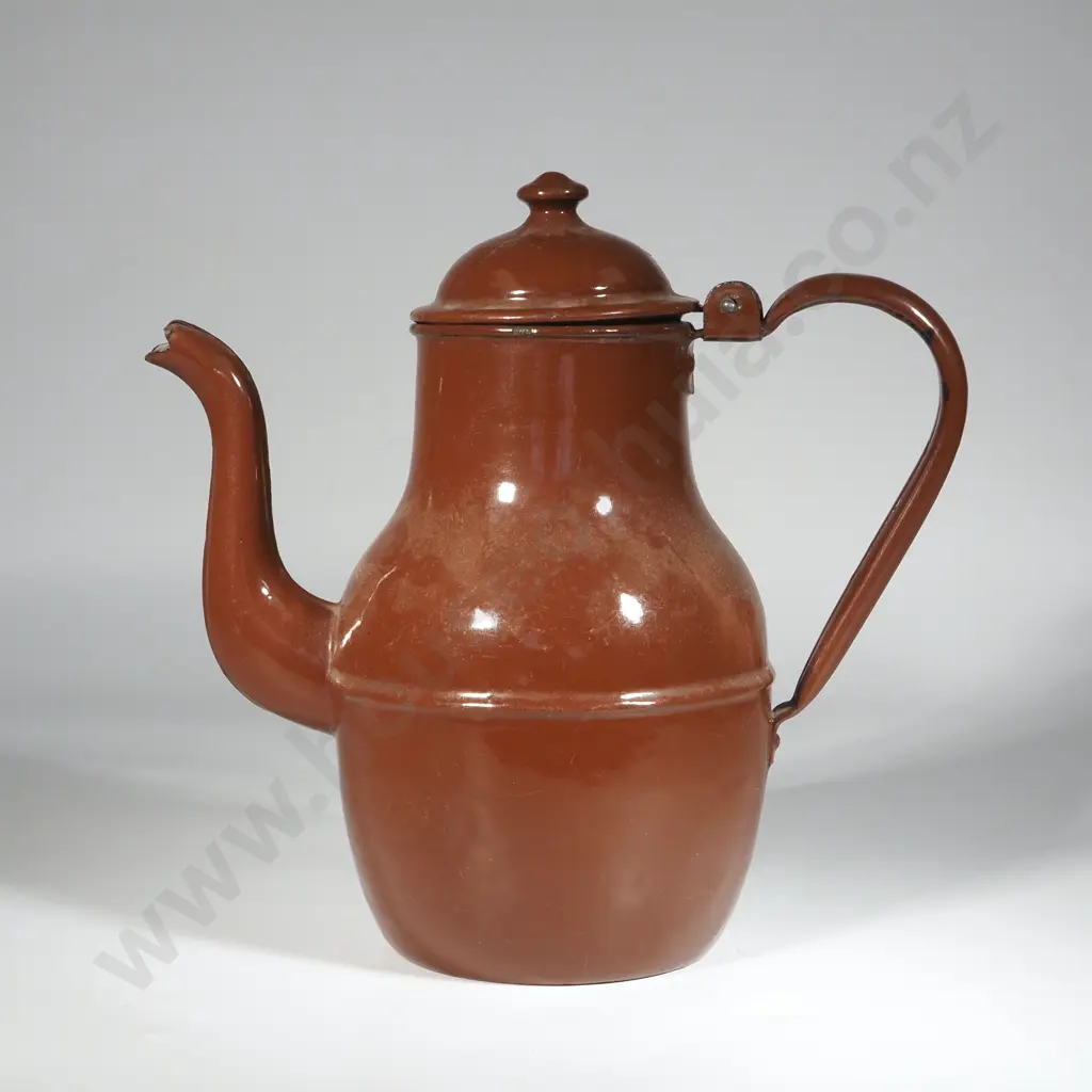 Brown Enamel Coffee Pot. Image 1++