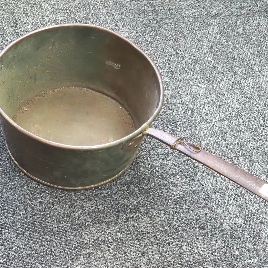 Copper Saucepan w Wrought Iron Handle  Image 1++