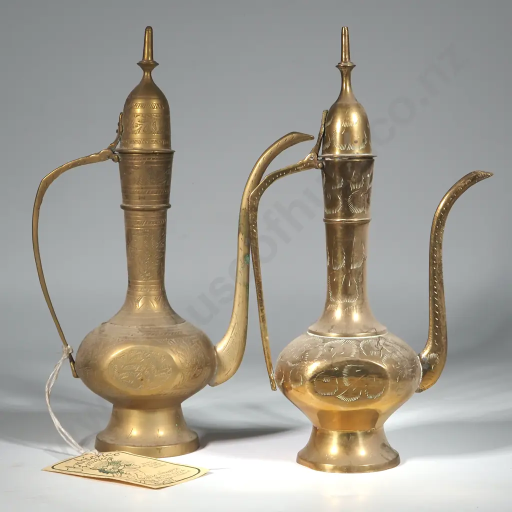 Pair of Brass Lidded Water Jugs. Image 1++