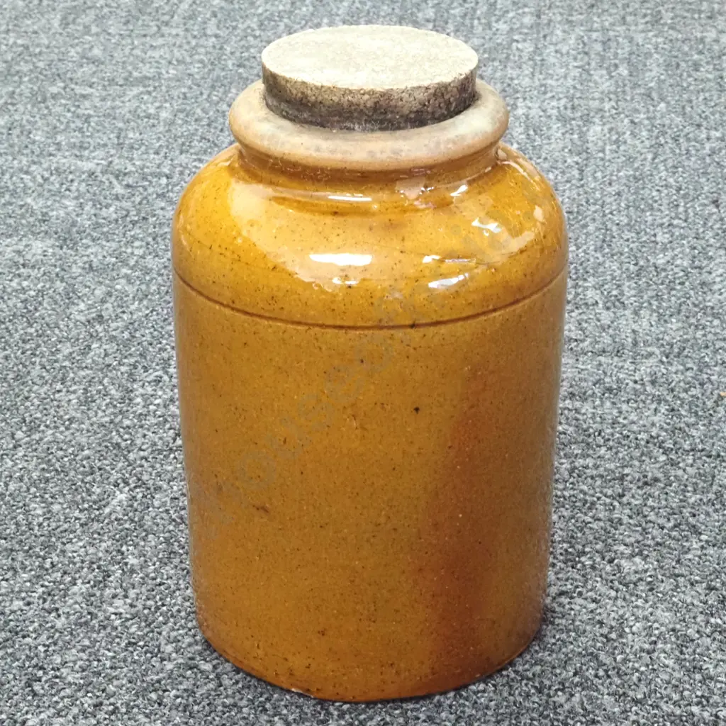 Luke Adams Glazed Stoneware Crock w Cork Stopper. Image 1++