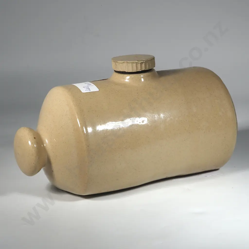 Antique Stoneware Bed Warmer w Screw Lid. Image 1++