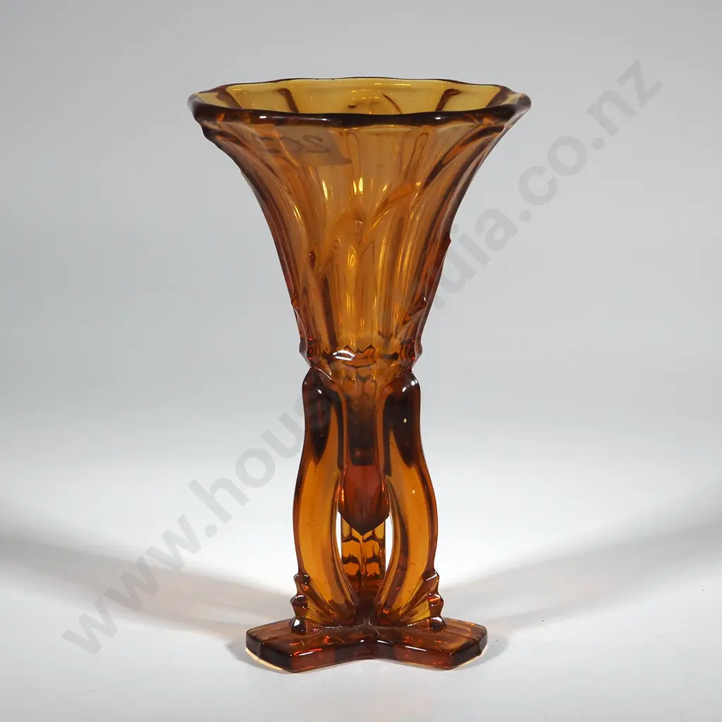 Amber Glass Art Deco Style Vase. Image 1++