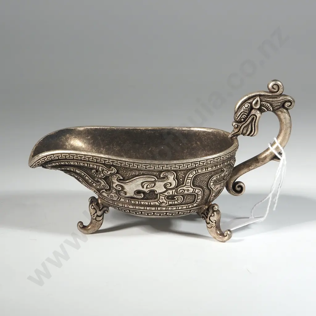 Chinese Tibetan Metal Dragon Cup Gravy Boat. Image 1++