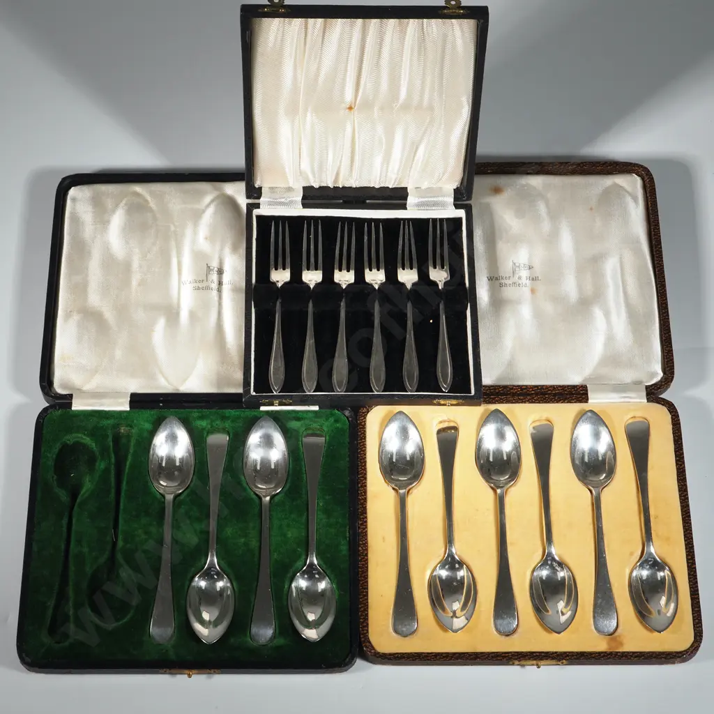Two Boxed Sets Of EP Teaspoons (One Incomplete), & a Box Of Cake Six Cake Forks. Image 1++