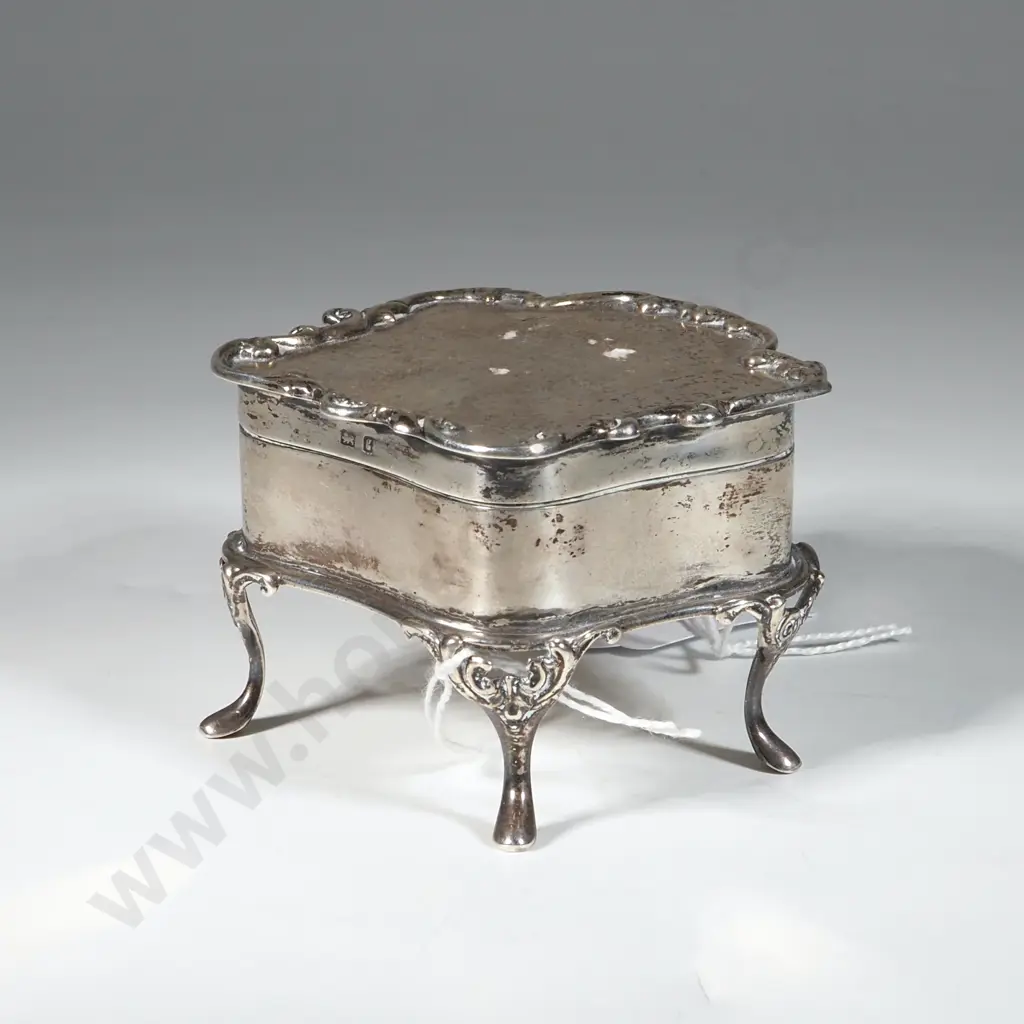 Sterling Silver Trinket Box on Four Cabriole Legs. Image 1++