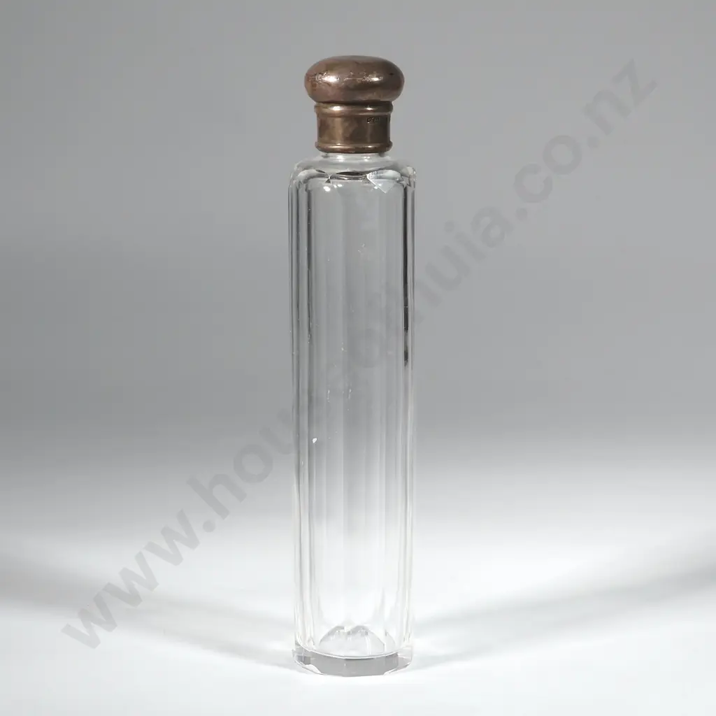 Sterling Silver & Glass Toilet Jar w Screw On Lid. Image 1++