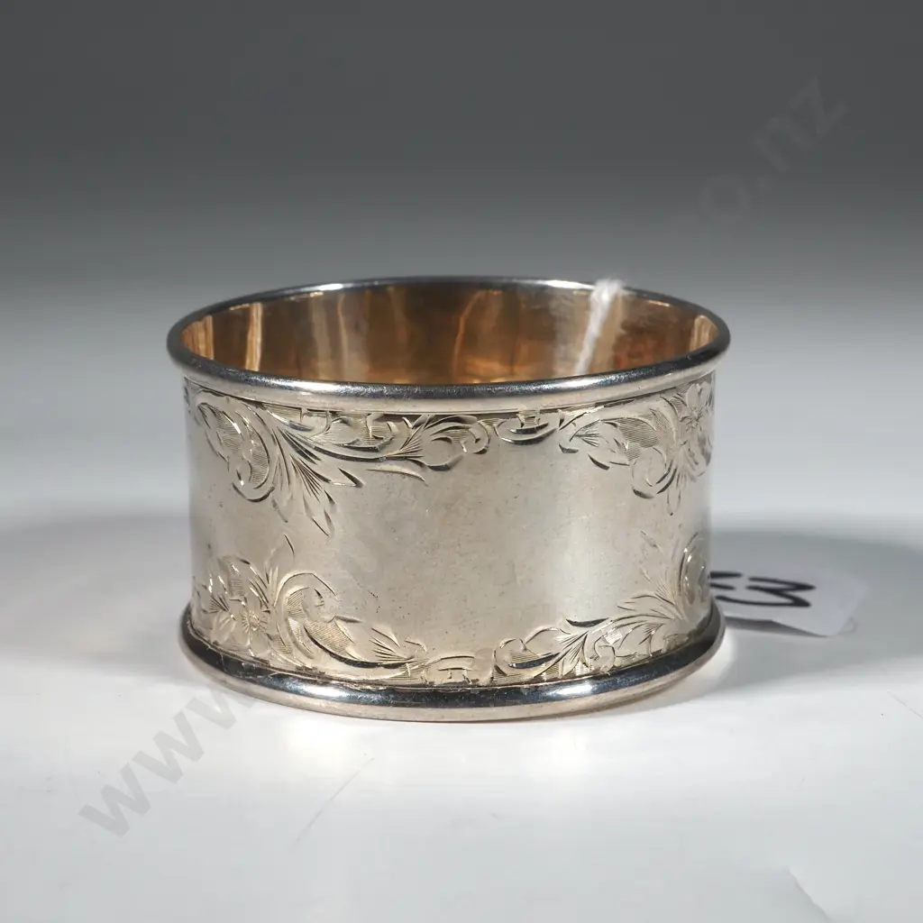 Sterling Silver Engraved Serviette Ring  Image 1++
