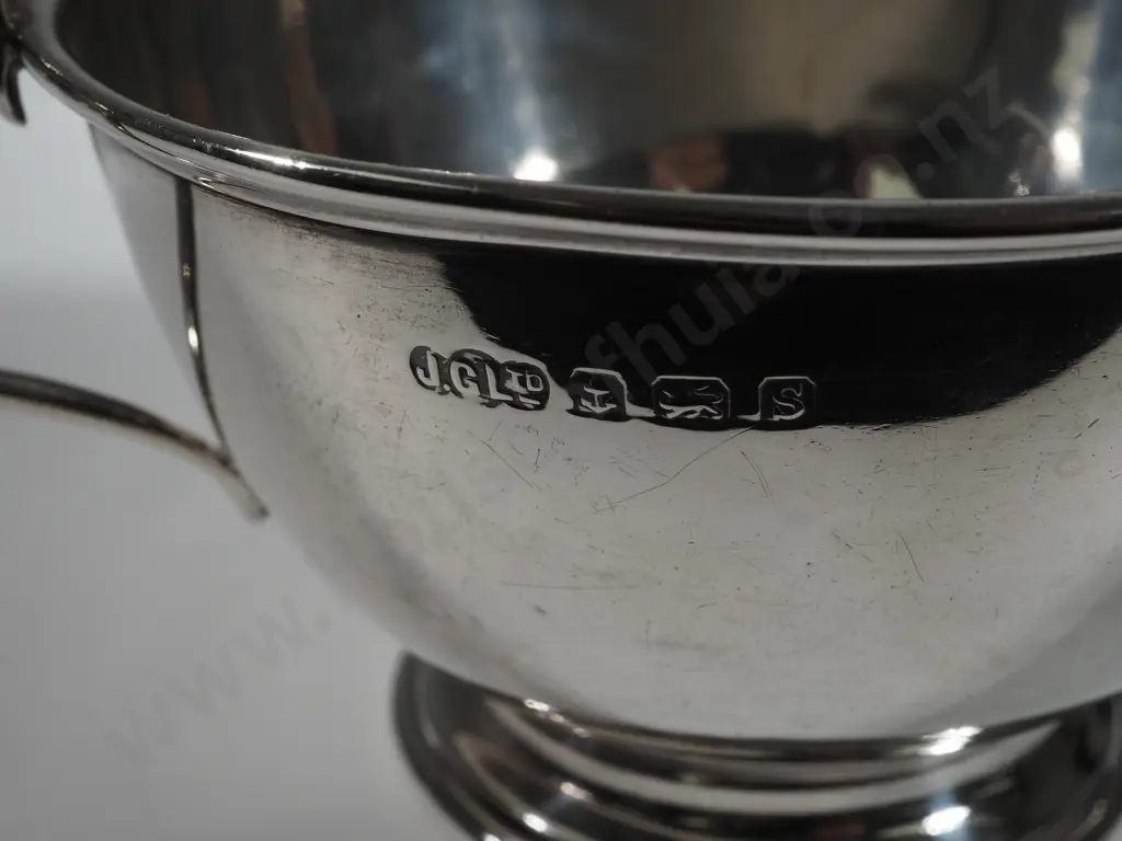 Sterling Silver Sugar Doubled Handled Plain Bodied Sugar Bowl.  Image 1++