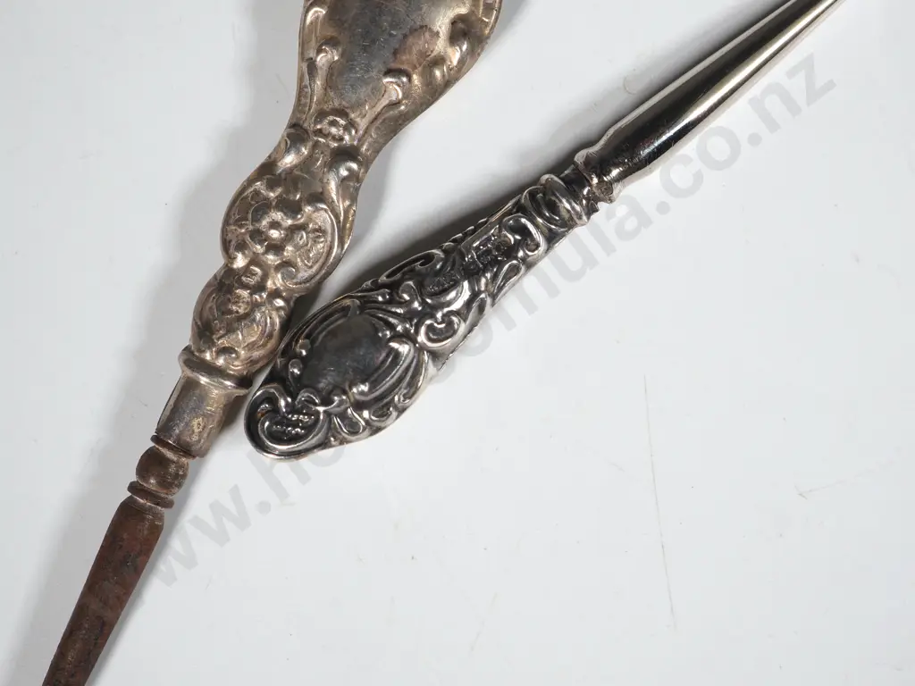 Two Antique Sterling SIlver Boot Hooks. Image 1++