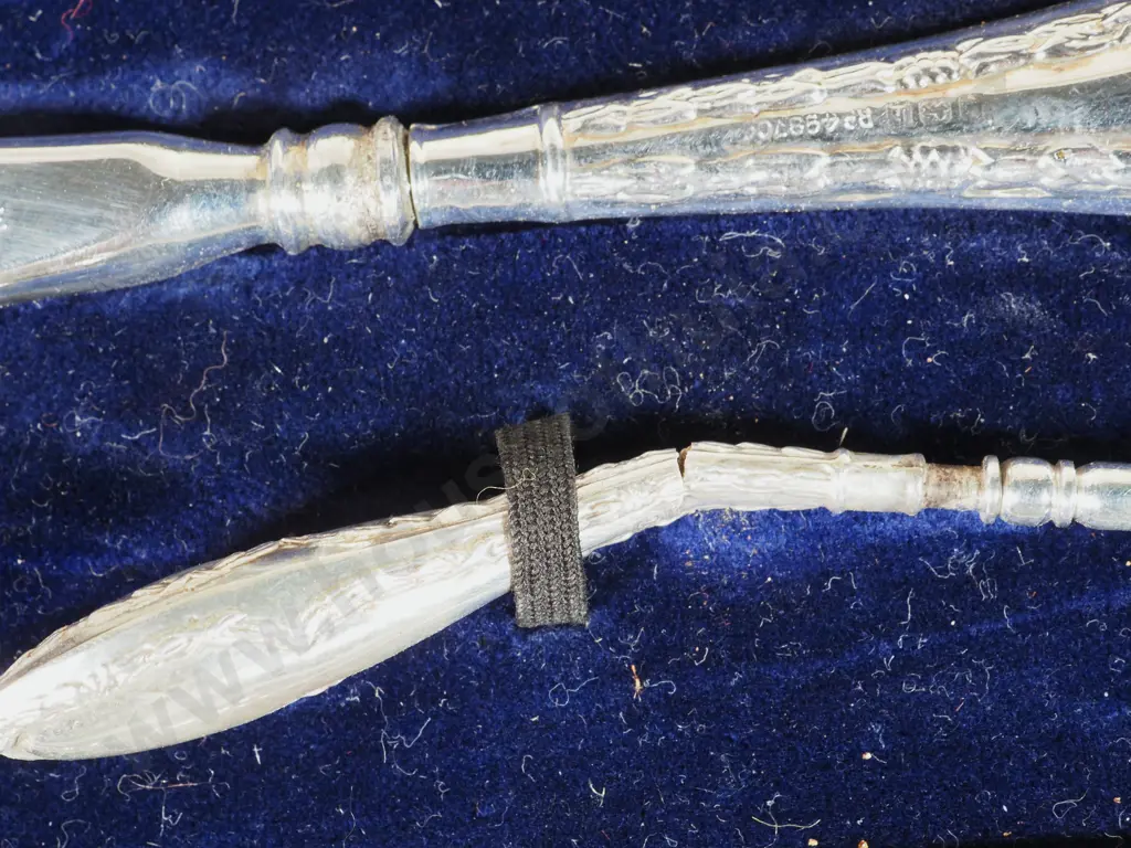 Cased Sterling Silver Shoe Horn & Boot Hook Set. Image 1++