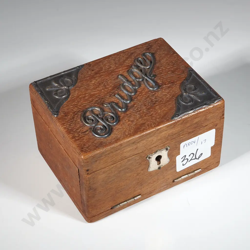 Small Oak Box  Mounts & The Word "Bridge" In Sterling Silver  Image 1++