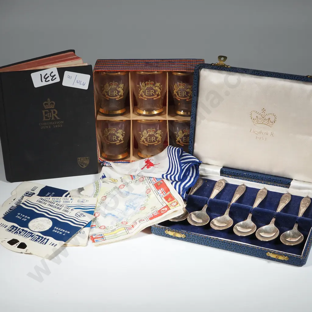 Lot of Eleven Queen Elizabeth II Coronation Items. Image 1++
