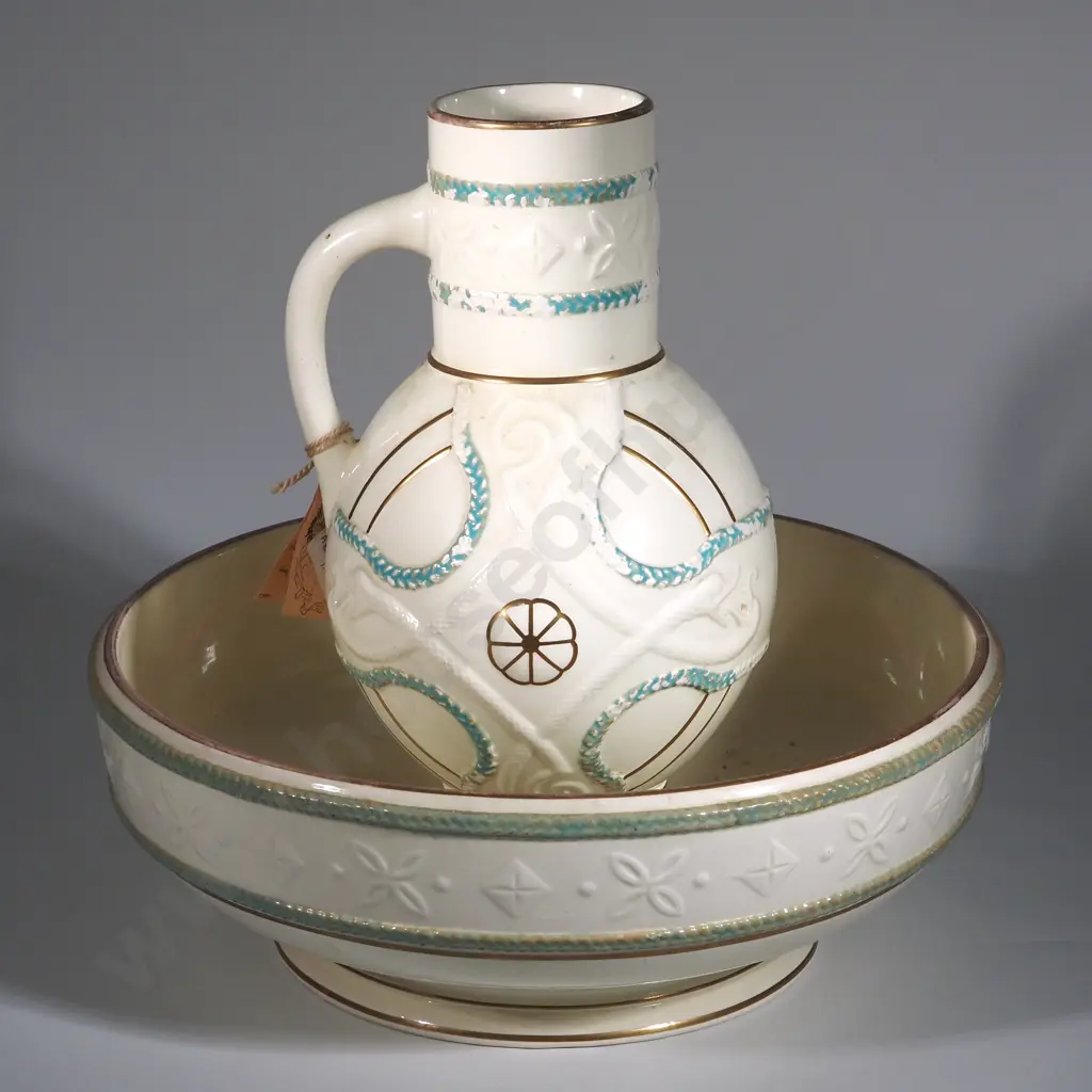 Powell, Bishop & Stonier Oriental Ivory "Dragon" Water Jug  & Bowl. Image 1++