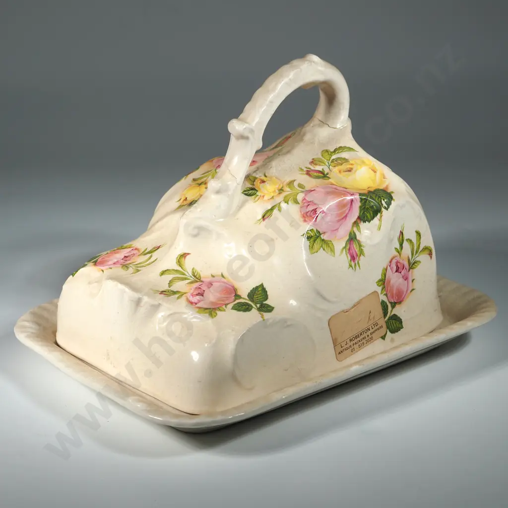 Decorative China Cheese Dish w Cover. A/F Image 1++