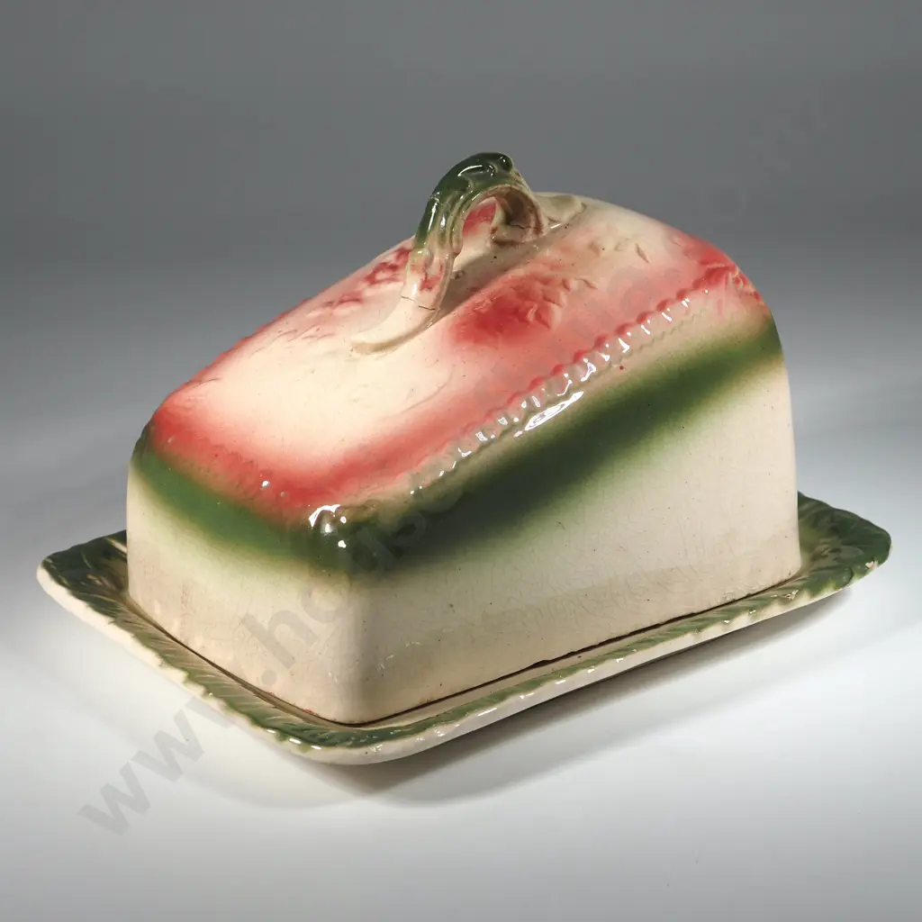 Decorative China Cheese Dish w Cover. A/F Image 1++