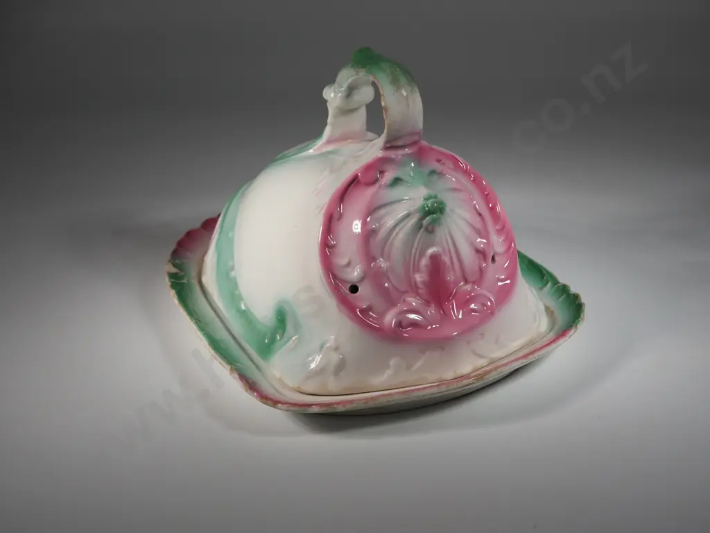 Decorative China Cheese Dish w Cover. Image 1++