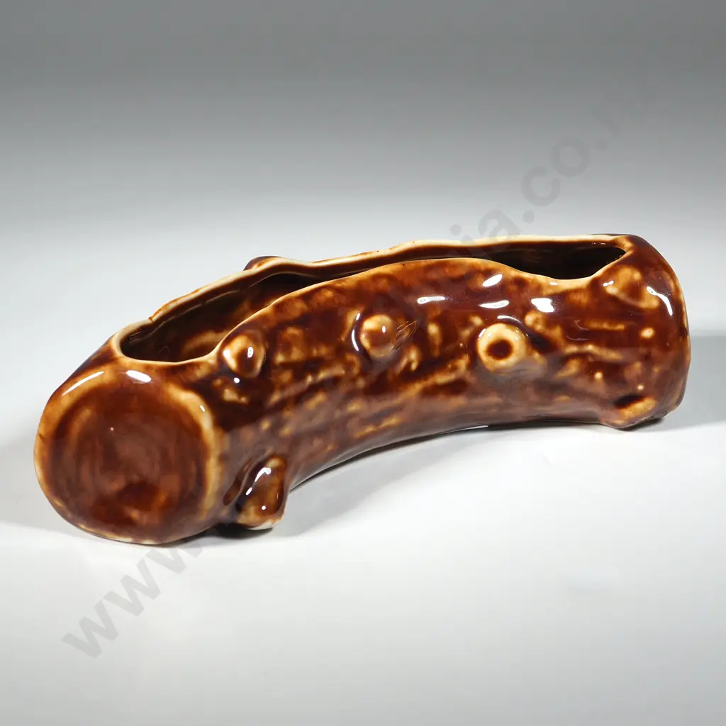 Brown Temuka Ware Log Vase. Image 1++