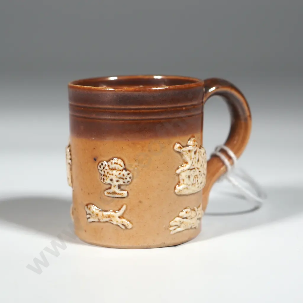 Vintage Royal Doulton England Miniature Tan & Cream Stoneware Mug. Image 1++