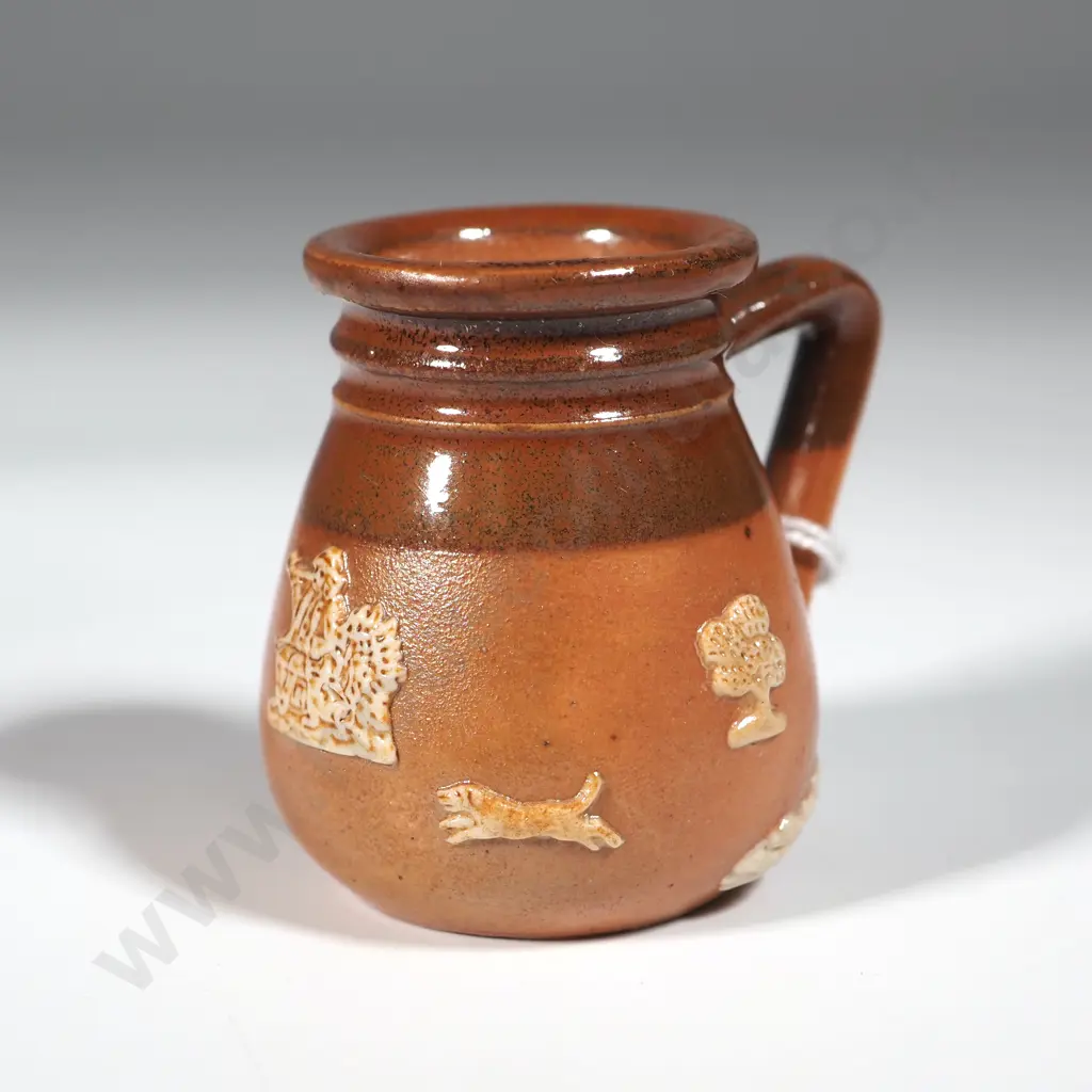 Vintage Royal Doulton England Miniature Baluster Shape Tan & Cream Stoneware Mug. Image 1++