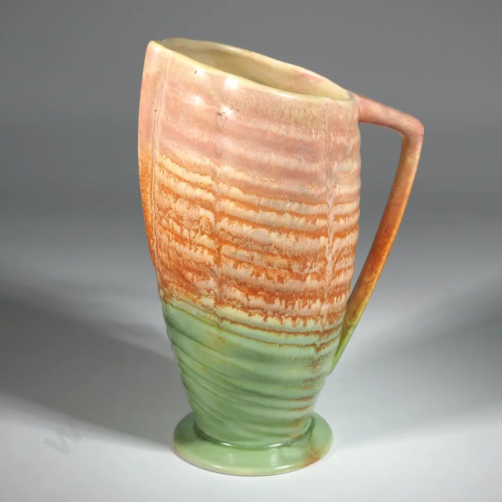 Art Deco Sylvac Jug in Green/Orange/Pink Tones. Image 1++