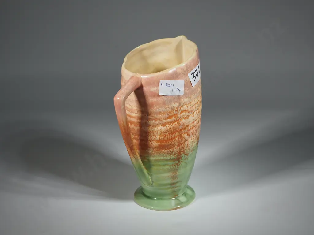 Art Deco Sylvac Jug in Green/Orange/Pink Tones. Image 1++