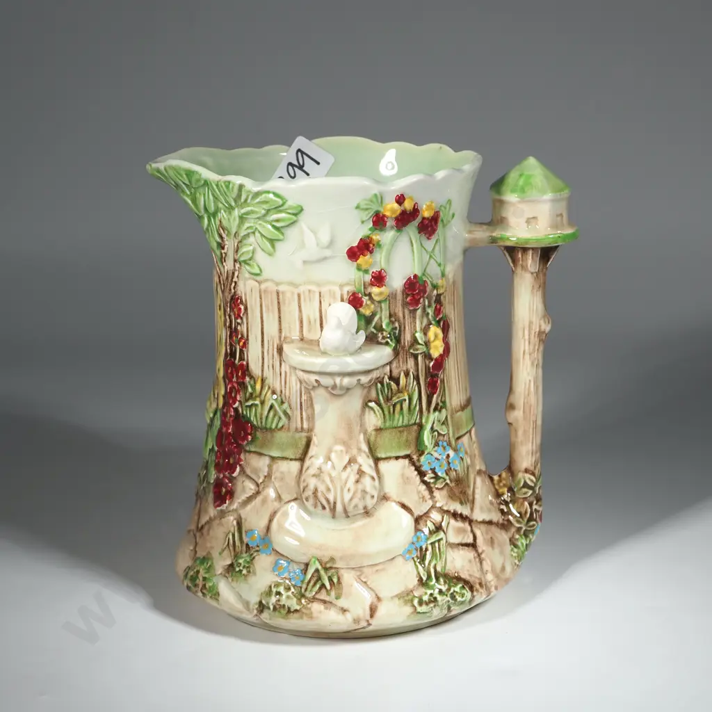 Falconware Jug w Garden Scene & Decoration. Image 1++