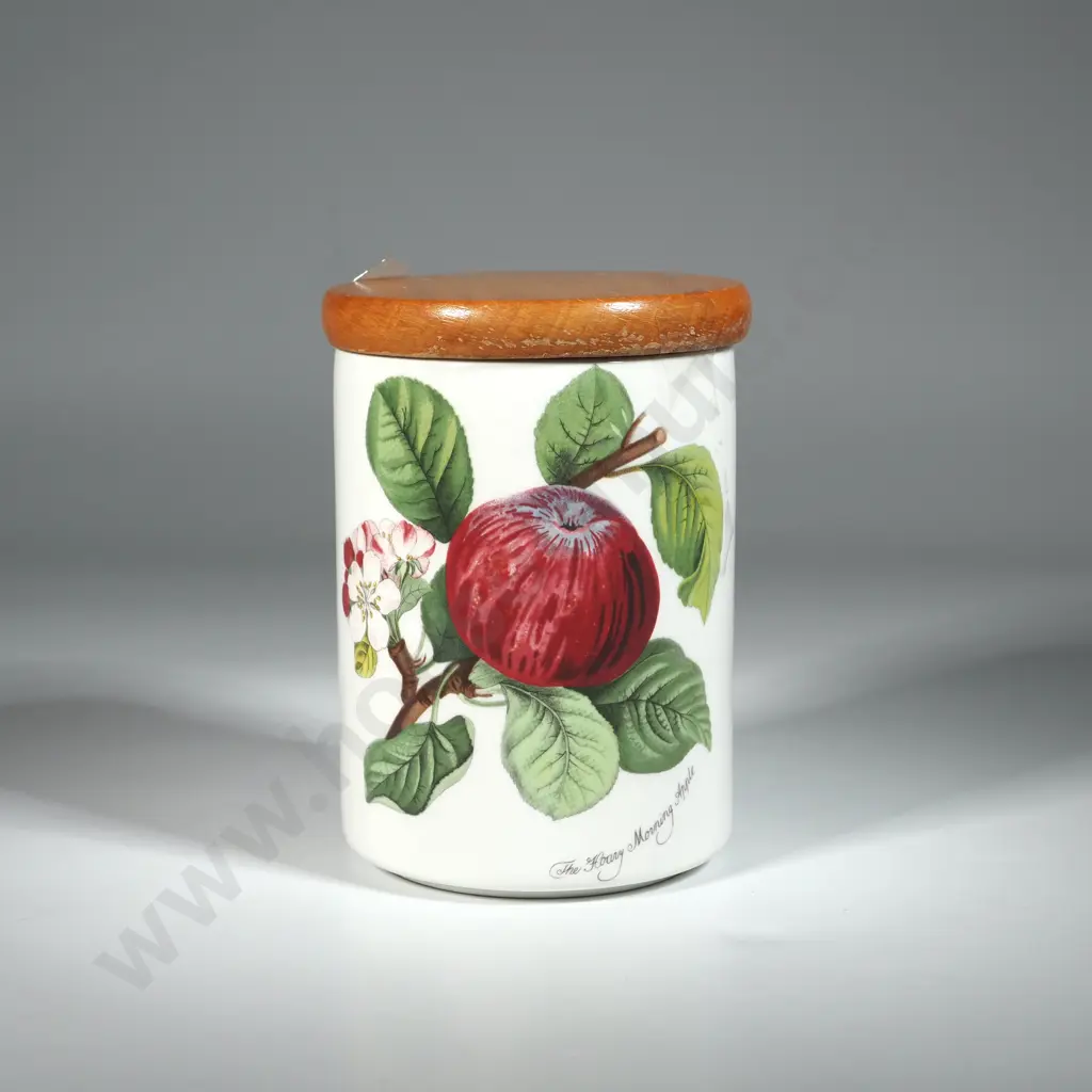 Portmeirion Pomona Apple Canister w Wooden Lid. Image 1++